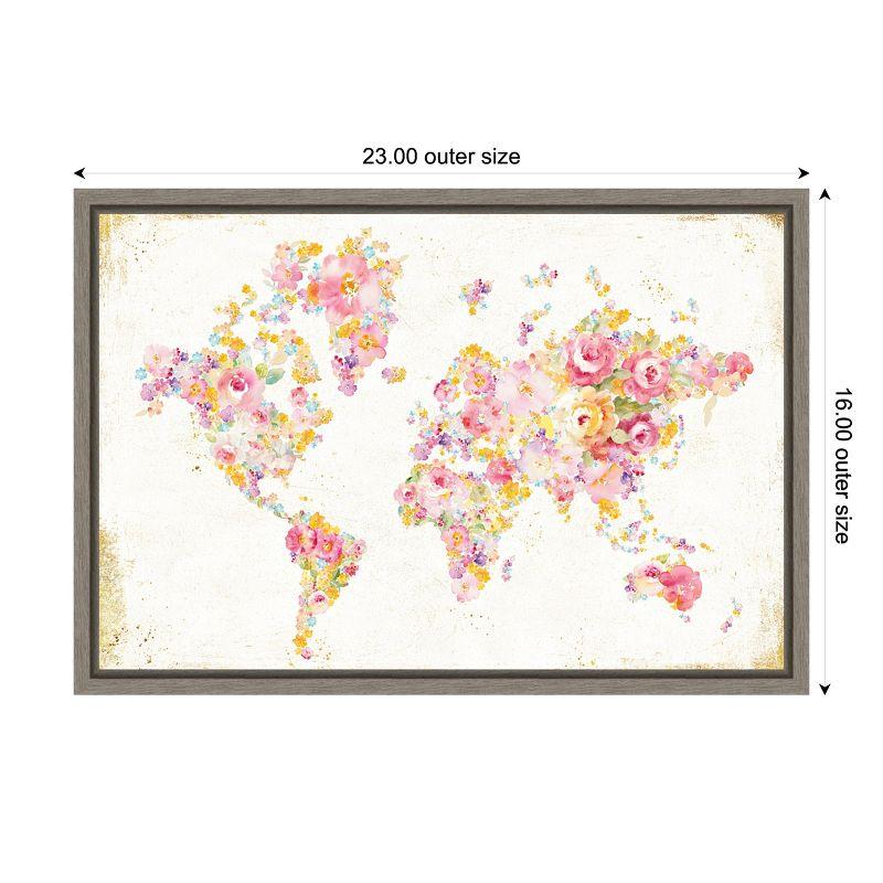 Amanti Art Midsummer World Map by Danhui Nai Canvas Wall Art Print Framed 23-in. x 16-in.