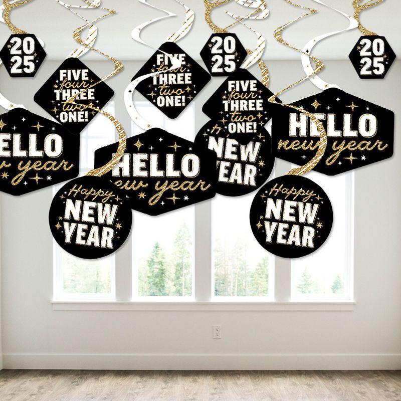 Big Dot of Happiness Hello New Year - 2025 NYE Party Hanging Decor - Party Decoration Swirls - Set of 40