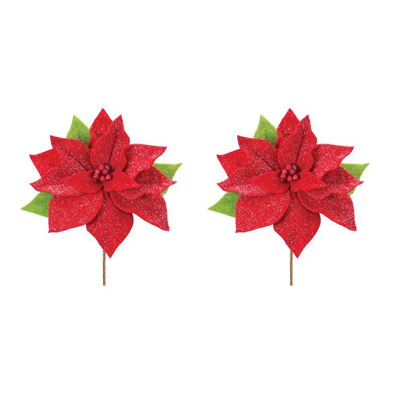 Melrose Poinsettia Flower Stem (Set of 2)