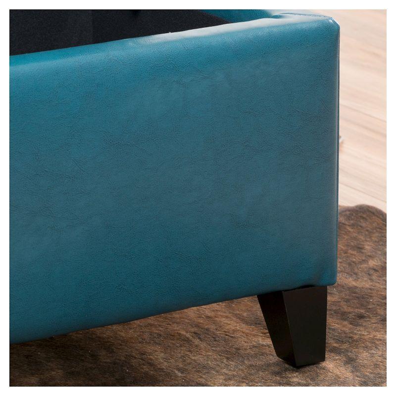 Lucinda Faux Leather Storage Ottoman Bench Teal - Christopher Knight Home: Solid Wood, Rectangular, Padded