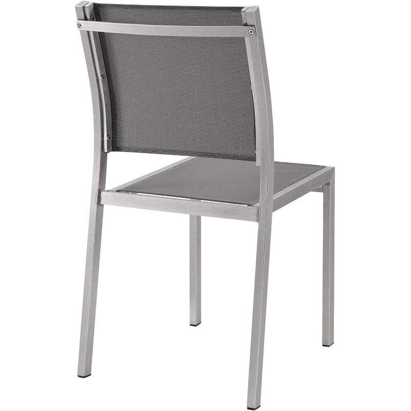 Modway Shore Side Chair Outdoor Patio Aluminum Set of 2 Silver Gray – Lightweight Stackable Dining Chairs with Weather-Resistant Build