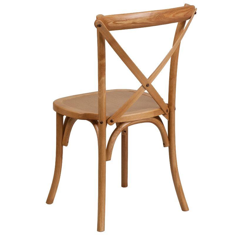 Oak Wood Cross Back Stackable Dining Chair