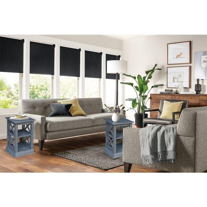 Hampton Accent Table with Shelves Heather Gray/Antique Washed - International Concepts: Solid Wood, Fixed Shelf Storage