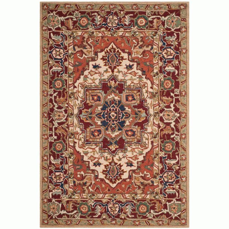Chelsea HK709 Hand Hooked Area Rug - Red/Ivory - 3'9"x5'9" - Safavieh.