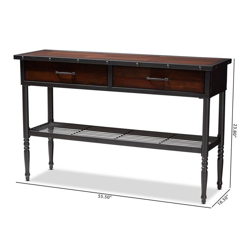 2 Drawer Jana Dining Room Server Brown - Baxton Studio: Transitional Buffet, Metal & Walnut Finish, 36in High