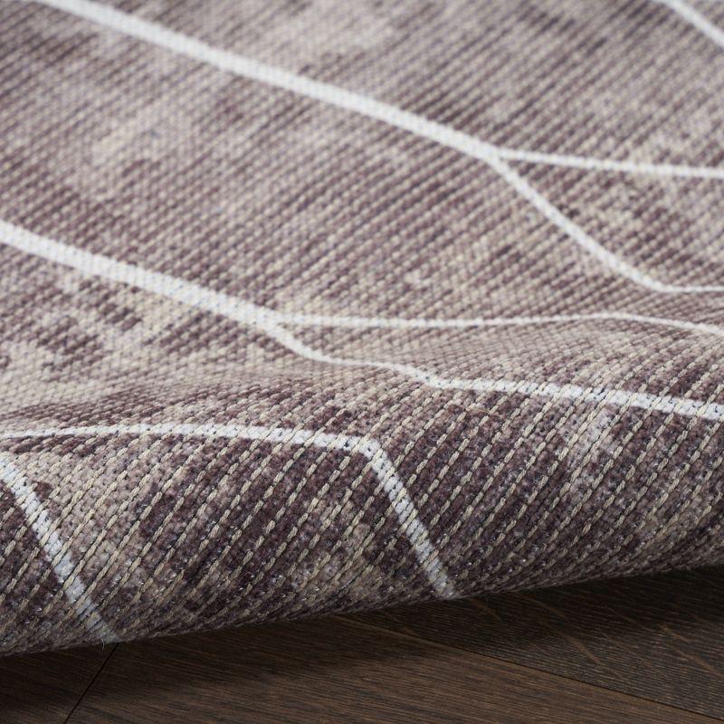 Geometric Machine Washable Polyester/Cotton Area Rug in Mocha