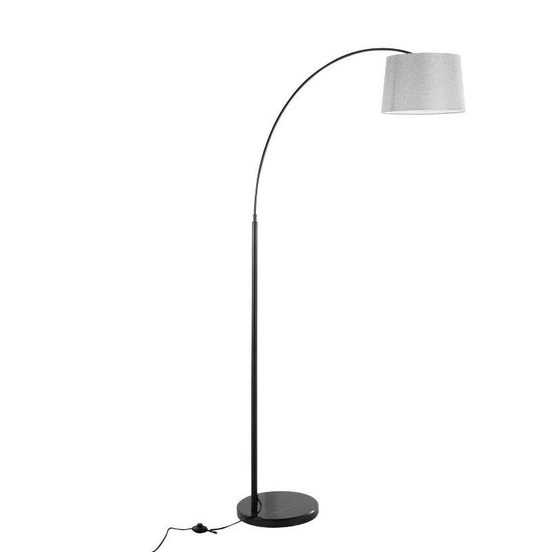 LumiSource March Contemporary Floor Lamp: Marble Base, Linen Drum Shade, UL Listed, 60W