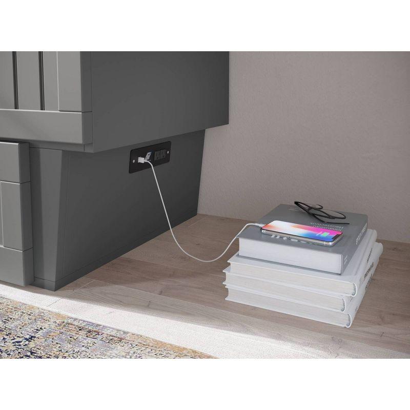 Queen Nantucket Murphy Bed Chest USB Turbo Charger Gray - AFI: Space-Saving, Built-In Charging, No Box Spring Required