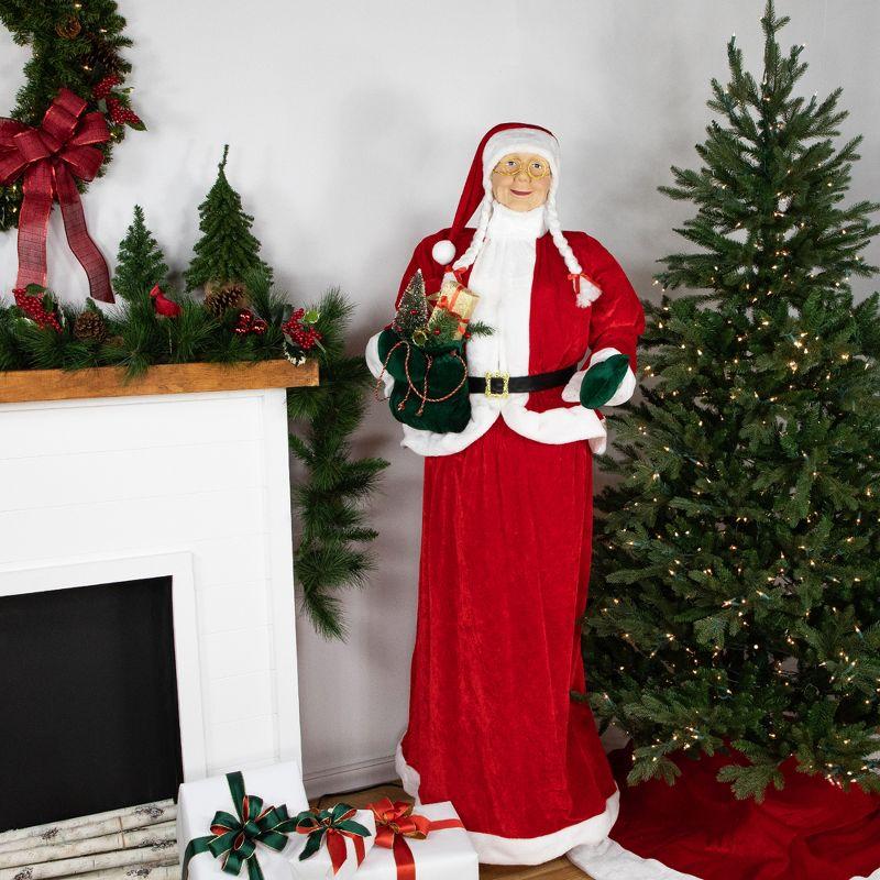 Northlight Mrs. Claus Standing Commercial Christmas Figure with Gift Bag - 6'