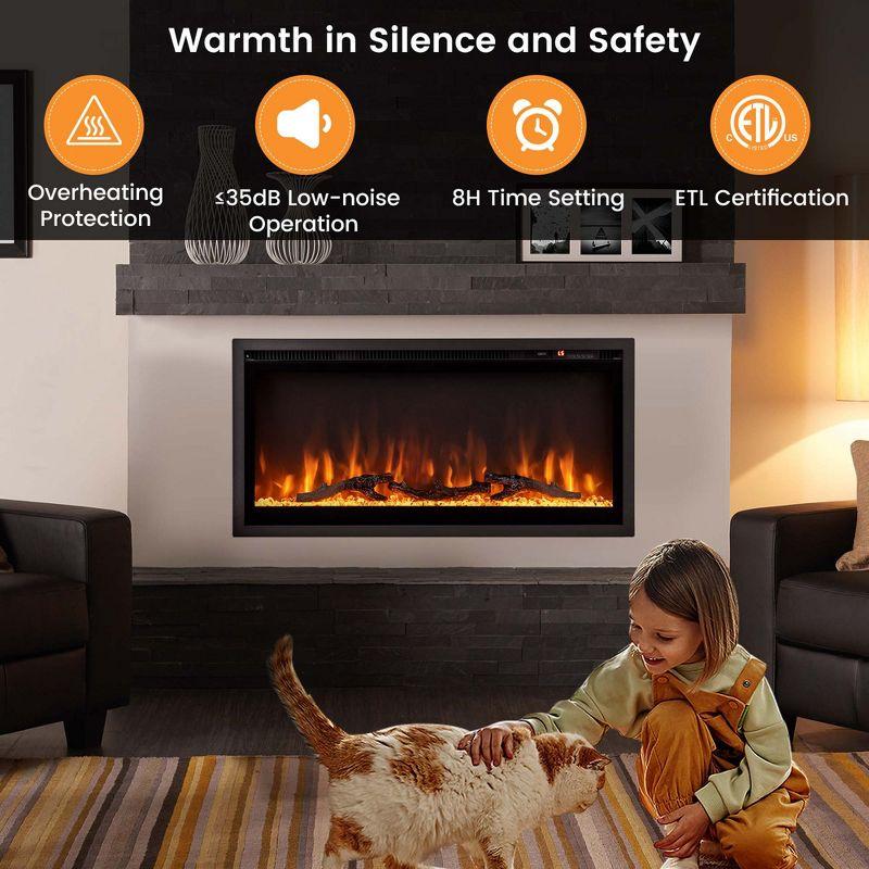 Costway 50'' Electric Fireplace Recessed Wall Mounted Freestanding with Remote Control