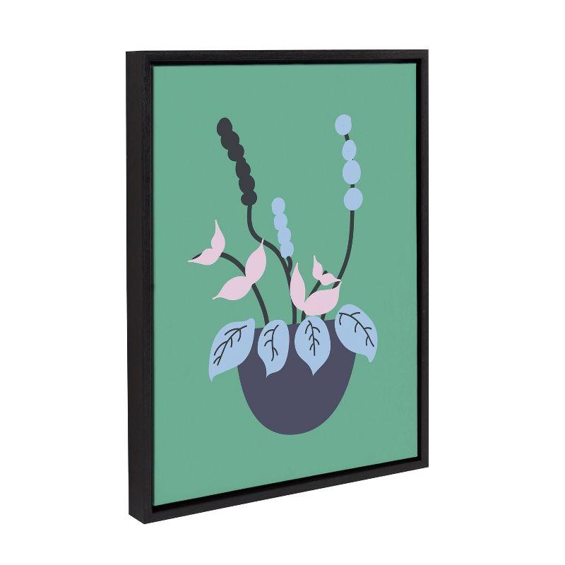 18" x 24" Sylvie Abstract Florals Green Framed Canvas by Queenbe Monyei Black - Kate & Laurel All Things Decor