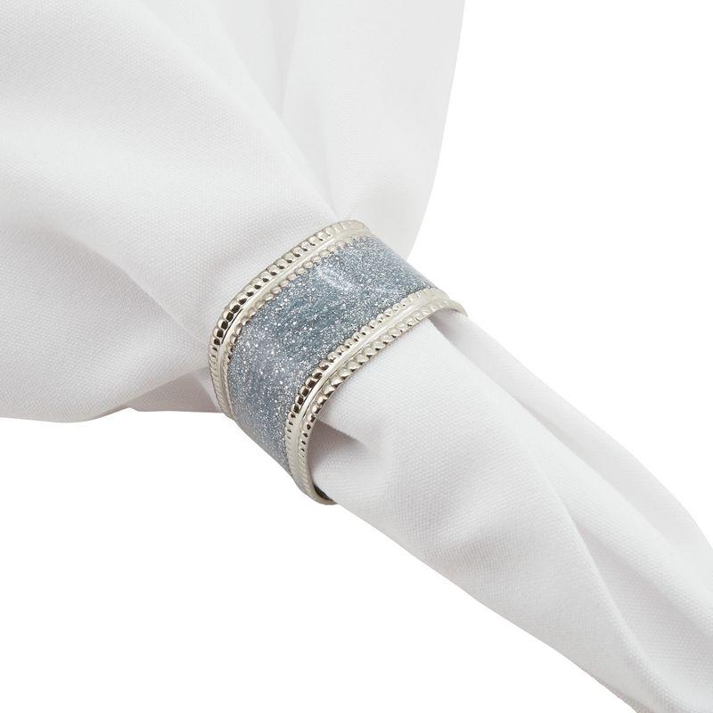 Silver Sparkling Square Napkin Rings Set of 4