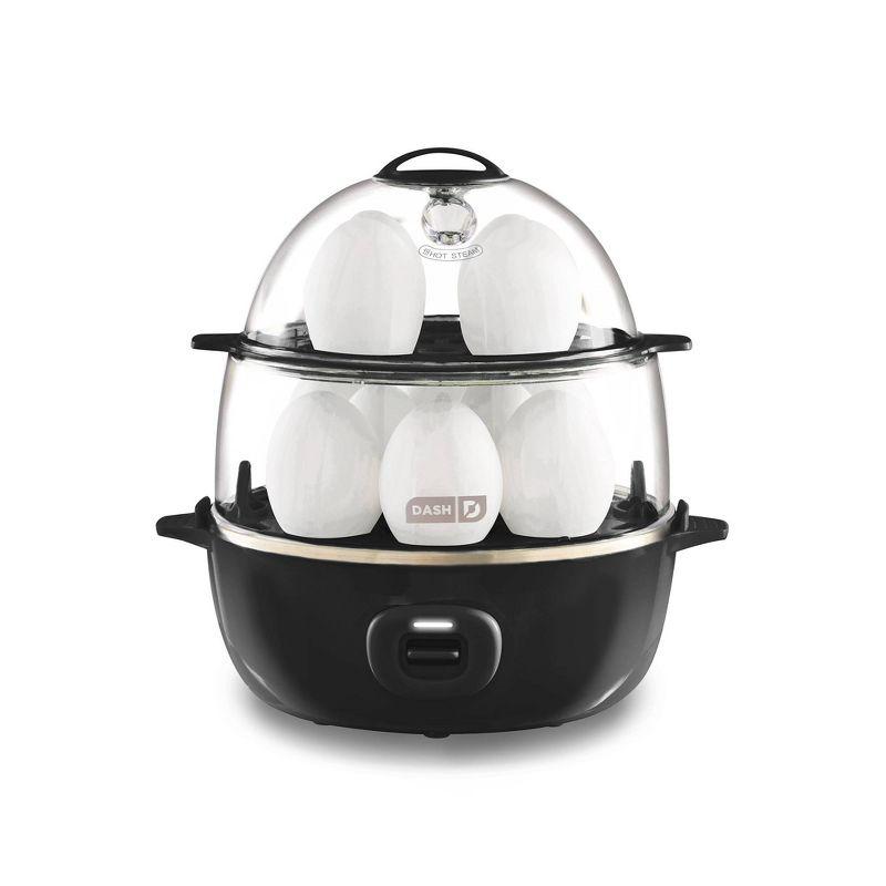 Black Deluxe Electric Egg Cooker with Clear Lid