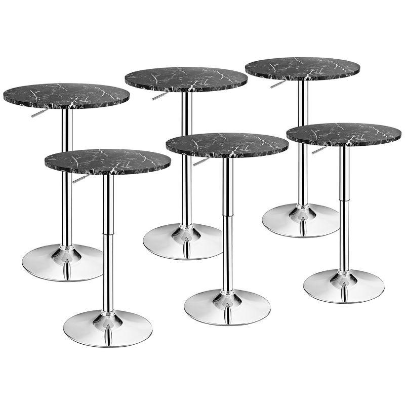 Elegant Faux Marble and Iron Round Swivel Counter-Height Bar Table