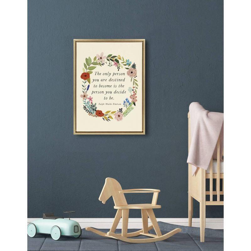 18"x24" Sylvie The Only Person Framed Canvas Wall Art by Mia Charro Gold - Kate and Laurel: Emerson Quote, Modern Decor, Nursery Artwork