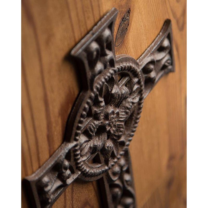 Juvale Wrought Iron Celtic Cross for Wall Decor, Metal Cross for Christian, Religious Art Lovers, Dark Bronze,11.5x7.7x0.5 inch