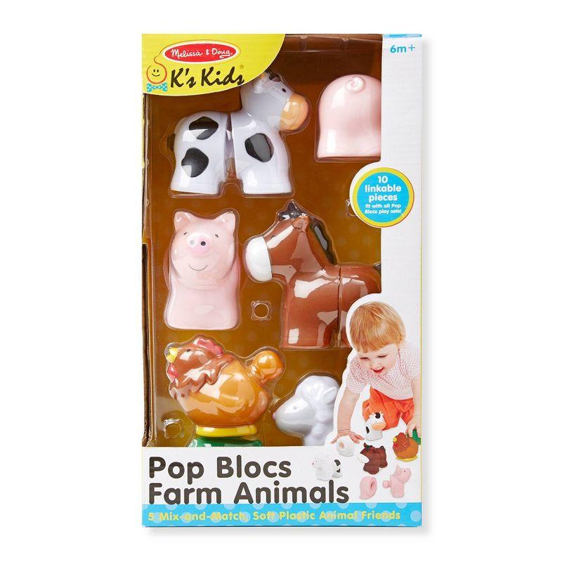 Melissa & Doug Pop Blocs Farm Animals Educational Baby Toy - 10pc