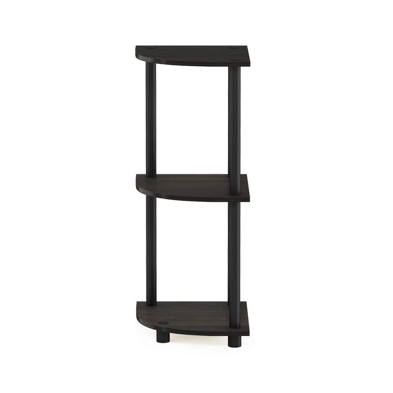 Furinno 3-Tier Corner Display Rack Open Multipurpose Bookcase Cabinet with Adjustable Shelves,Espresso/Black