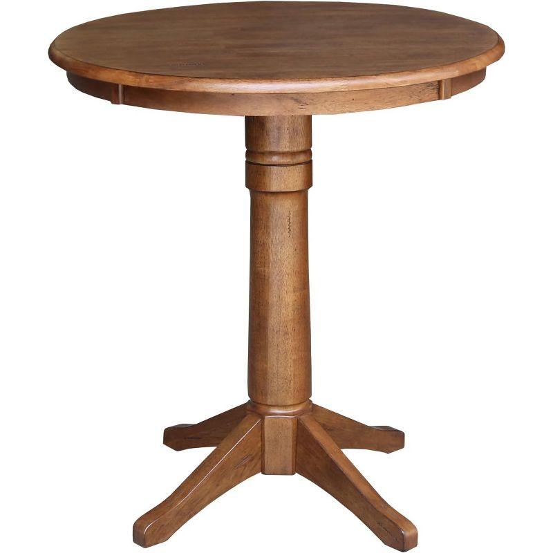 Distressed Oak Round Solid Wood Counter Height Dining Table