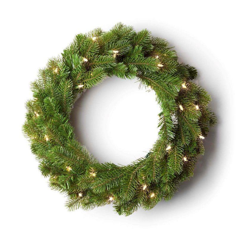 King Of Christmas 24" Artificial Christmas Wreath Unlit, King Douglas Fir Xmas Wreaths for Front Door, Window, or Fireplace