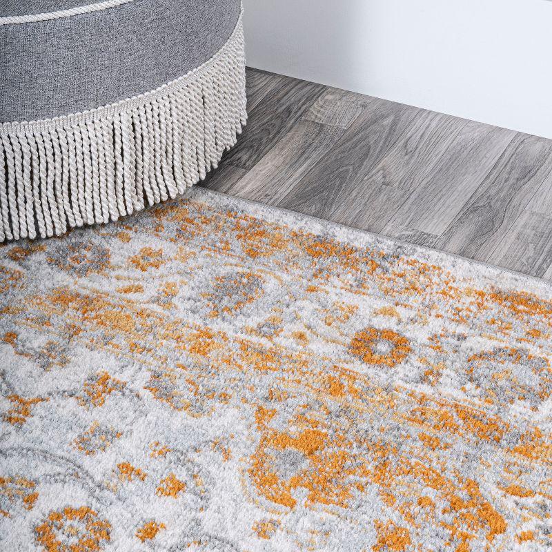 4'x6' Indhira Ornate Medallion Persian Area Rug, Orange/Cream - JONATHAN Y