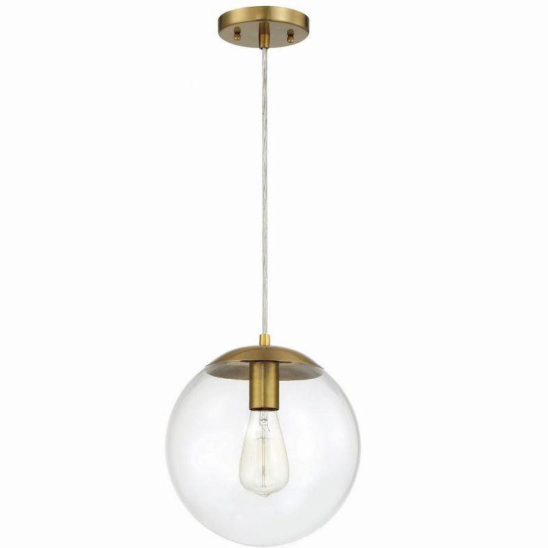 Satin Brass Clear Glass Globe Pendant Light