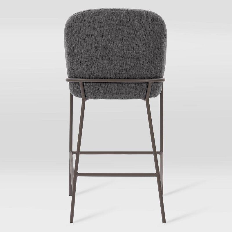 Blakeley Dark Grey Soft Fabric & Iron Counter Height Barstool