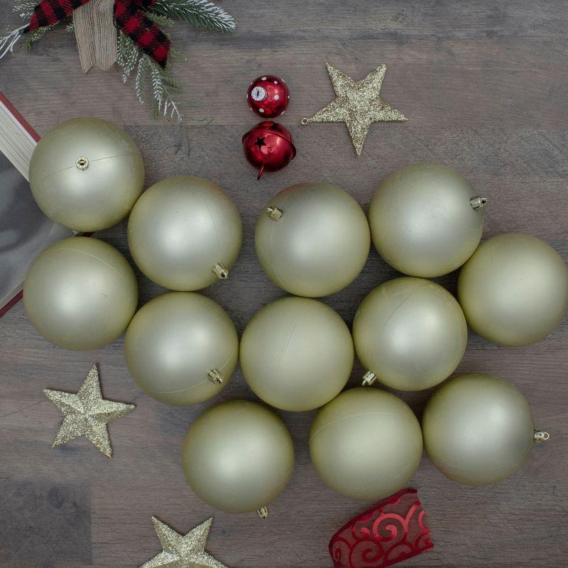 Northlight 12ct Shatterproof Matte Christmas Ball Ornament Set 4" - Gold