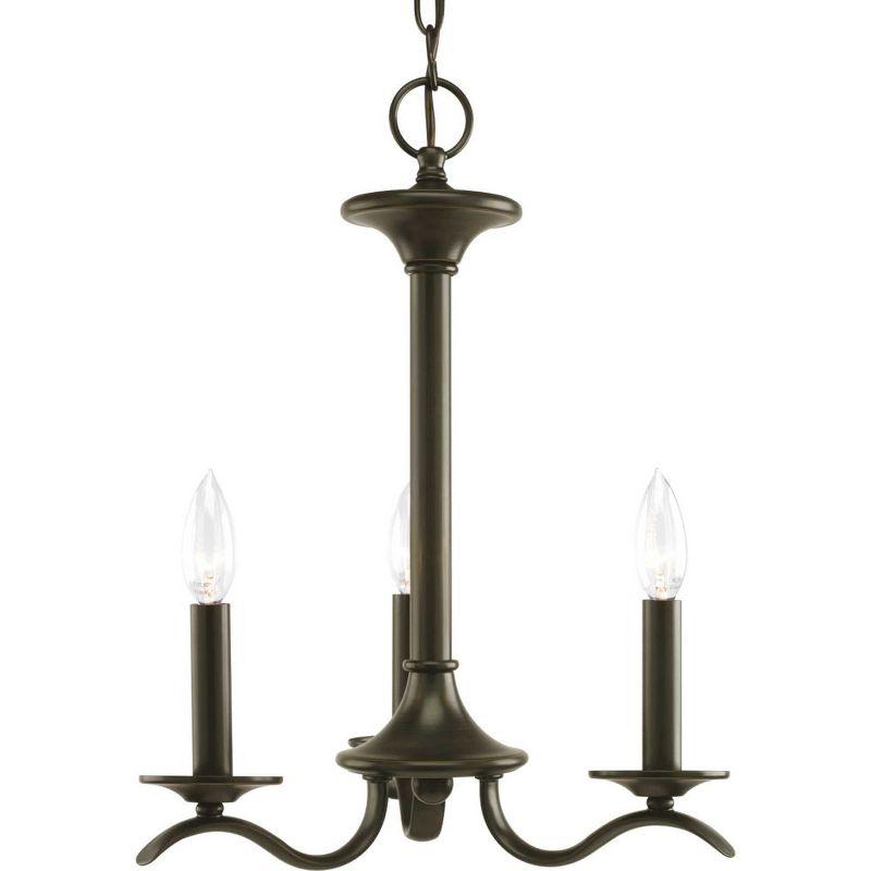 Progress Lighting Inspire Collection 3-Light Chandelier, Antique Bronze, Off-White Linen Shade