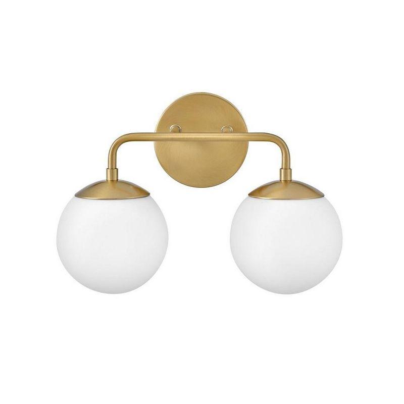 Lacquered Brass 2-Light Vanity with Etched Opal Glass Shades