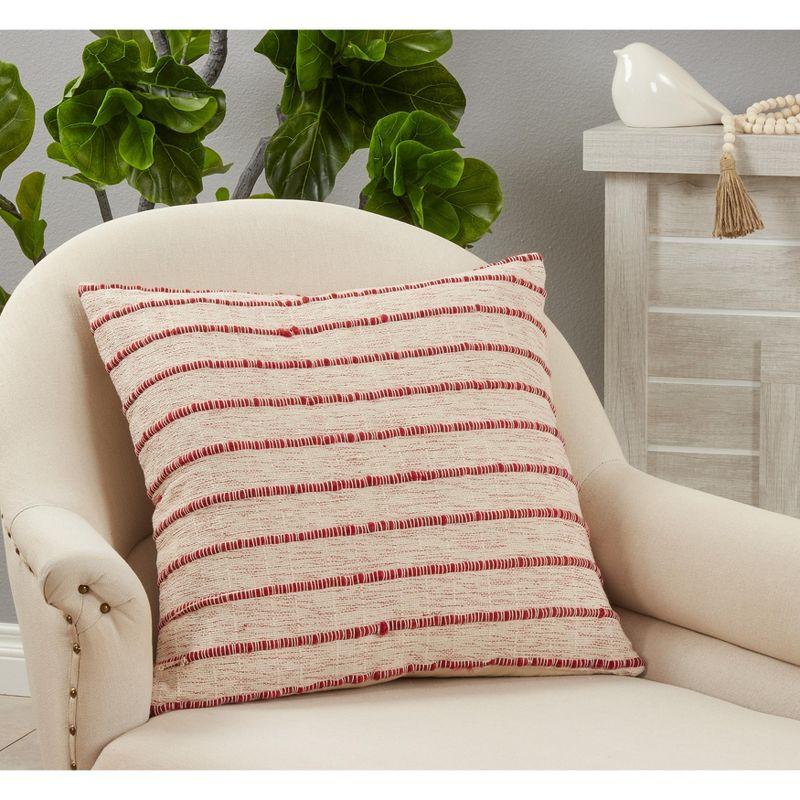 Saro Coralee Collection Striped Cotton Pillow Cover