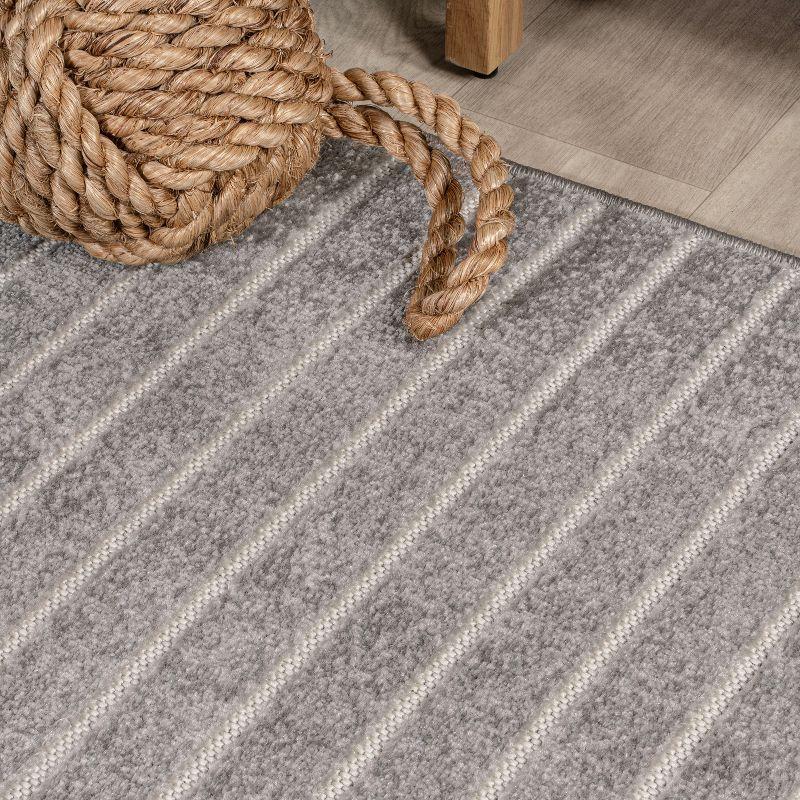 JONATHAN Y Odense High-Low Minimalist Angle Geometric Gray/Ivory 4 ft. x 6 ft. Indoor/Outdoor Area Rug
