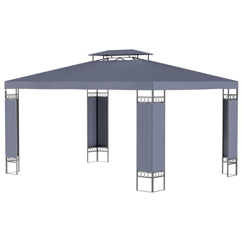 Outsunny 13' x 10' Patio Gazebo Outdoor Canopy Shelter with Double Vented Roof, Steel Frame for Lawn Backyard and Deck