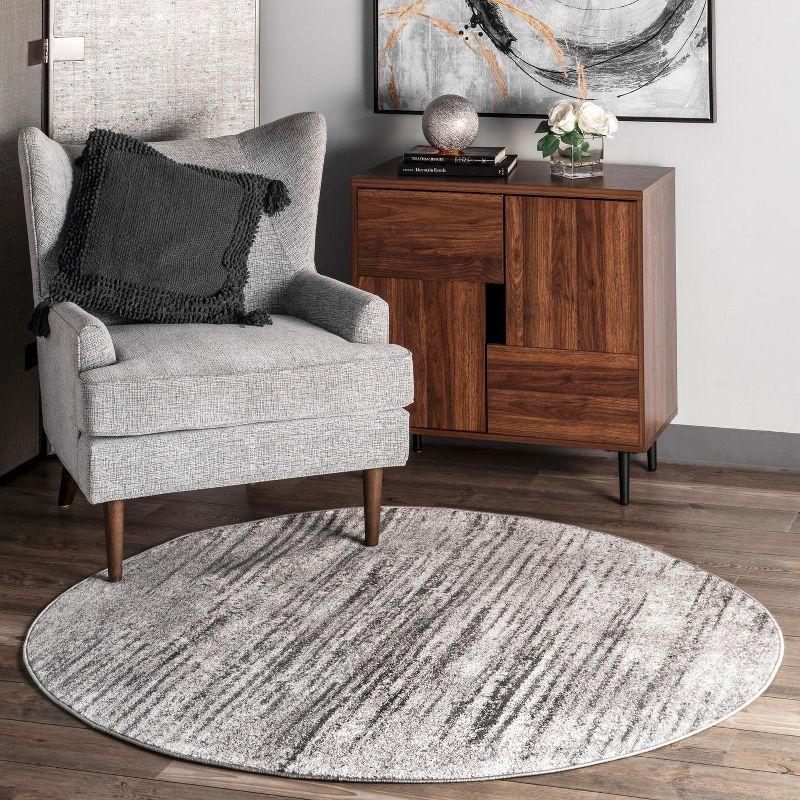 Gray 10' x 14' Synthetic Striped Area Rug