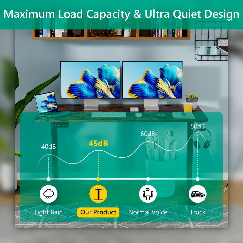 FDW 48 Adjustable Height Standing Desk Computer Desk with Large Space and Headphone Holder with Electric Lifting and 2 Memory Function,Brown