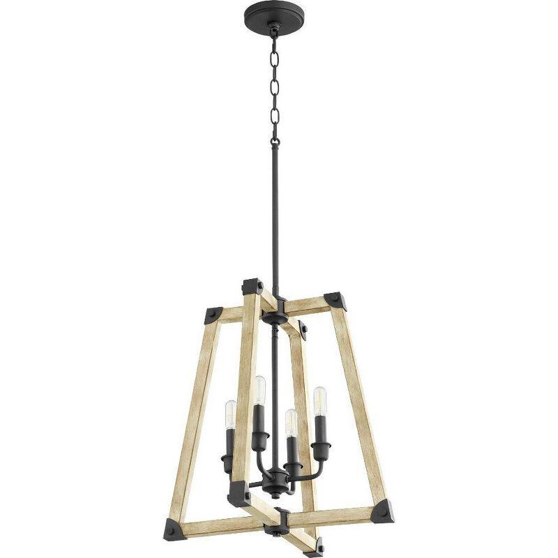 Quorum Lighting Alpine 4-Light Entry Pendant, Noir/Driftwood, 18 Width, 15.5 Height, Dry Rated