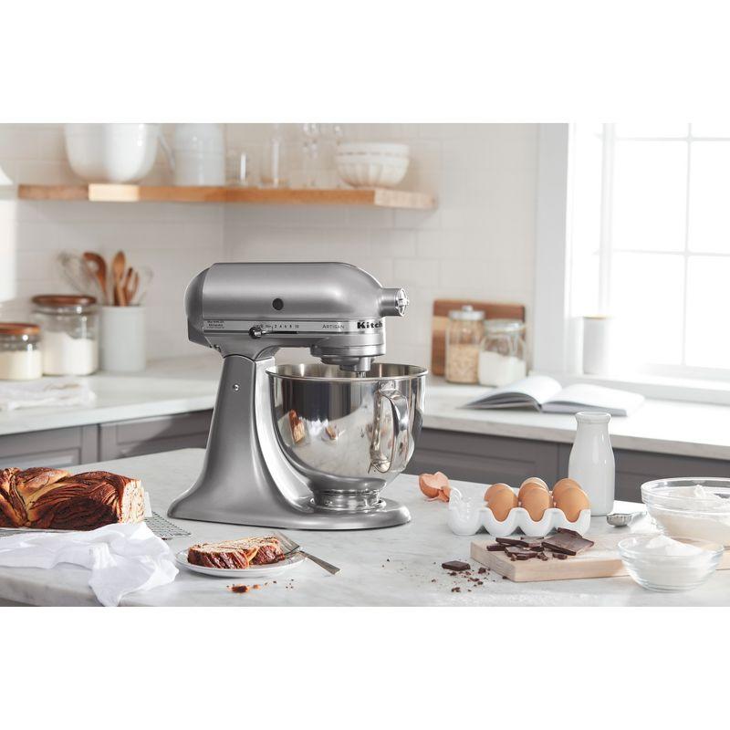 KitchenAid Artisan Series 5qt Tilt-Head 10-Speed Stand Mixer Contour Silver: 325W Metal, 1-Year Warranty, 5qt Capacity