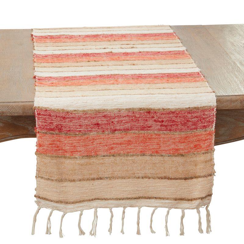 Colorful Cotton Striped Fringe Table Runner, 16"x72"