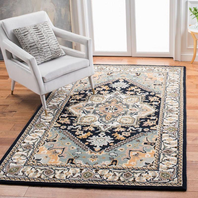 Heritage HG625 Handmade Area Rug - 5'x8' - Navy/Ivory - Safavieh