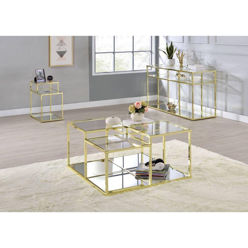 34" Uchenna Coffee Table Clear Glass/Gold Finish - Acme Furniture