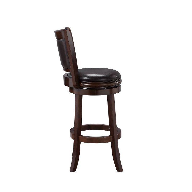 Augusta 42.75" Brown Swivel Bar Stool with Faux Leather Seat