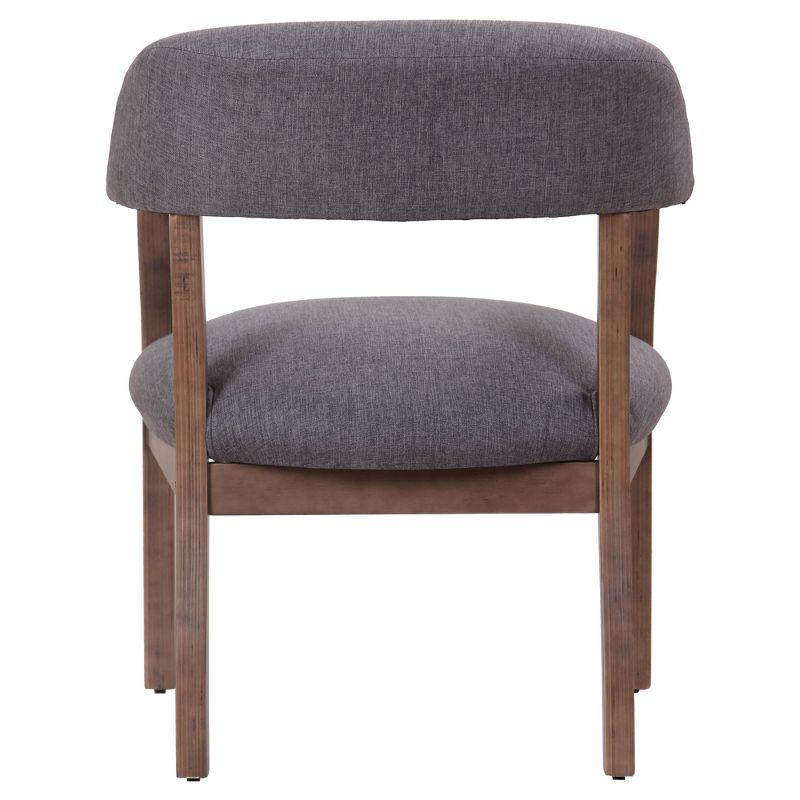 Slate Gray Linen Upholstered Arm Chair with Medium Wood Frame