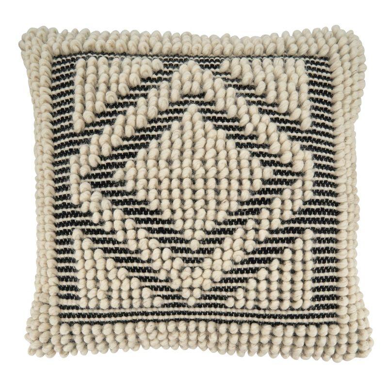 Black and White Diamond Woven Cotton Euro Pillow Cover