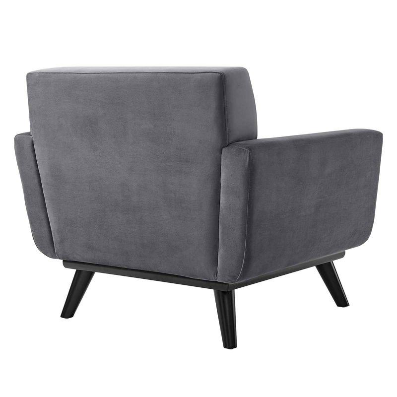 Engage Performance Velvet Armchair Gray - Modway: Plush, Tufted, Black Wood Legs
