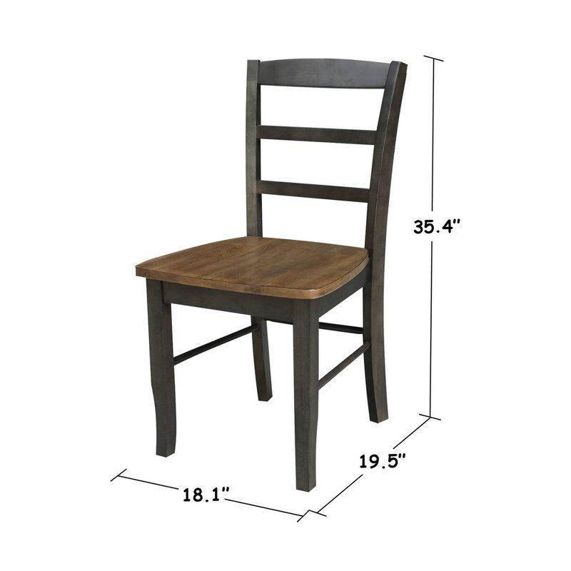 Set of 2 Madrid Ladderback Chairs Hickory/Washed Coal - International Concepts: Solid Wood, Unupholstered