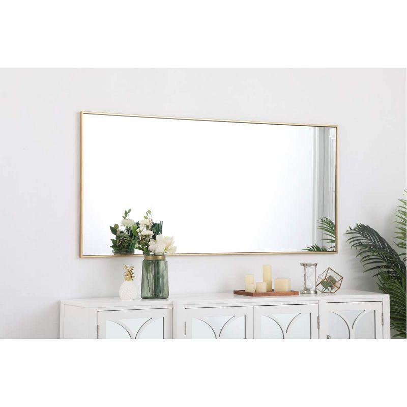 Elegant Lighting Modern Metal Frame Mirror, Rectangle 30", Brass Finish – Ideal for Vanity or Accent Wall
