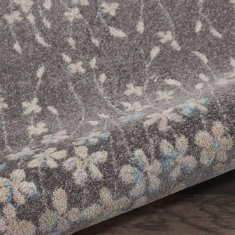 Nourison Tranquil 2'3" X 7'3" (7' Runner) Grey/Beige Indoor Area Rug Bohemian Botanical Vine and Bloom by Nourison