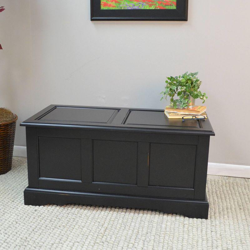 Carolina Living Hayden Blanket Chest Antique Black: Coffee Table, Linen Storage, Wood Frame