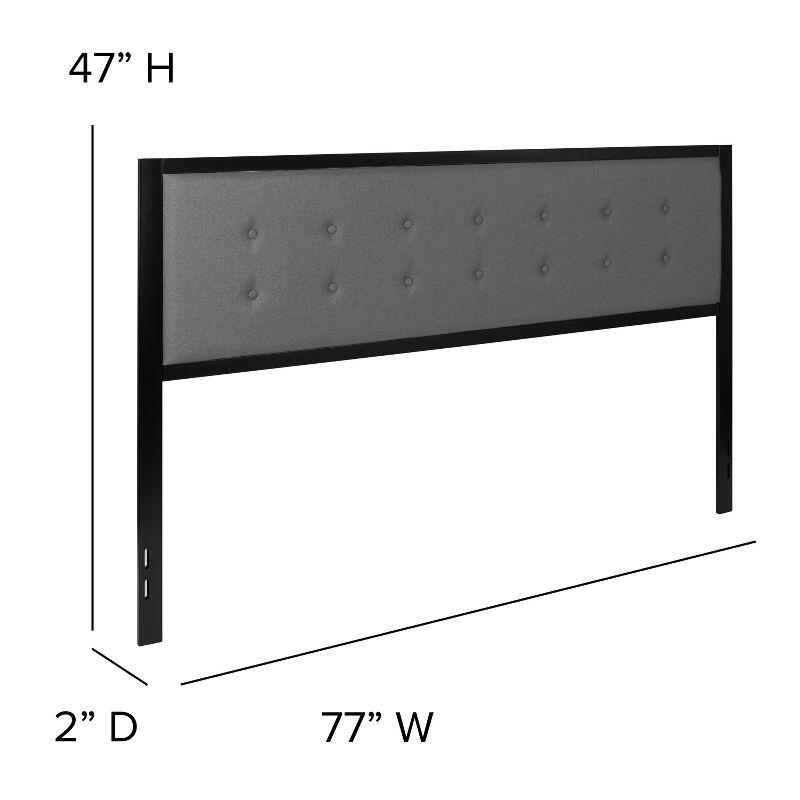 Flash Furniture Bristol Metal Tufted Upholstered King Size Headboard in Dark Gray Fabric