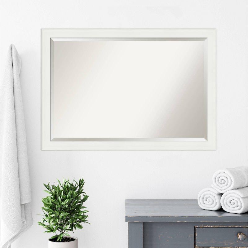 Vanity White Rectangular Beveled Wall Mirror